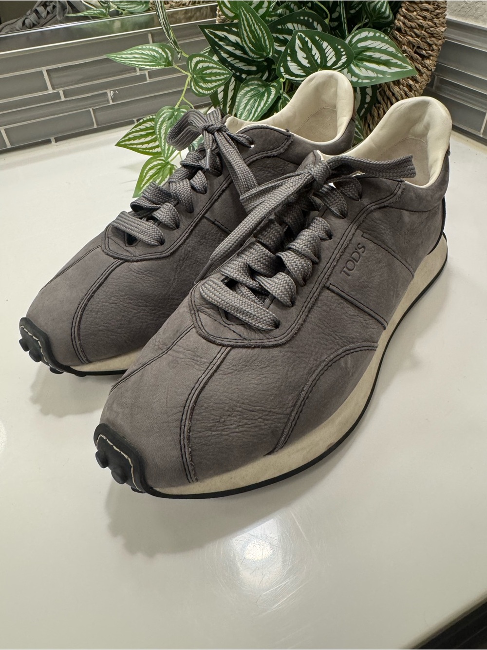 Tod's Gray Suede Low-Top Sneakers